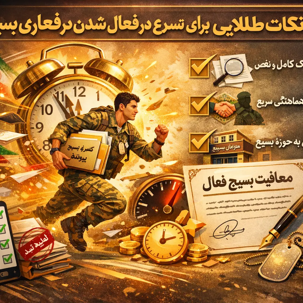 گرفتن کسری بسیج فعال؛ تبدیل سابقه عادی به فعال در کمترین زمان گرفتن کسری بسیج فعال؛ تبدیل سابقه عادی به فعال در کمترین زمان